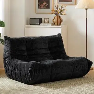 Bean Bag Chair, Giant Bean Bag Chairs for Adults, Loveseat Fireside Chair, 2 Seater Lazy Bean Bag Sofa Memory Foam Couch for Living Room, Bedroom, Office (Black) Bean Bag Chair, Giant Bean Bag Chairs for Adults, Loveseat Fireside Chair, 2 Seater Lazy Bean Bag Sofa Memory Foam Couch for Living Room, Bedroom, Office (Black)