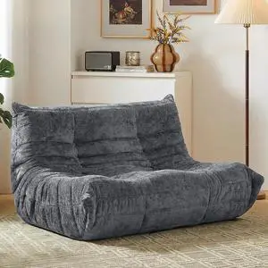 Bean Bag Chair, Giant Bean Bag Chairs for Adults, Loveseat Fireside Chair, 2 Seater Lazy Bean Bag Sofa Memory Foam Couch for Living Room, Bedroom, Office (Grey) Bean Bag Chair, Giant Bean Bag Chairs for Adults, Loveseat Fireside Chair, 2 Seater Lazy Bean Bag Sofa Memory Foam Couch for Living Room, Bedroom, Office (Grey)