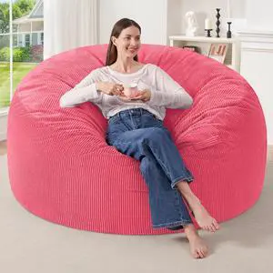 5FT Bean Bag Chair,Giant Bean Bag Chairs for Adults,Big Bean Bags with Memory Foam Filled, Large Beanbag Chairs with Soft Corduroy Cover-Pink 5FT Bean Bag Chair,Giant Bean Bag Chairs for Adults,Big Bean Bags with Memory Foam Filled, Large Beanbag Chairs with Soft Corduroy Cover-Pink