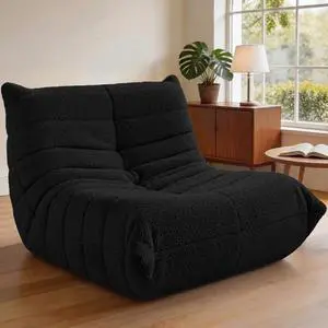 Bean Bag Chairs Fireside Lazy Floor Sofa, Soft Teddy Fleece Bean Bag Sofa with High-Resilience Foam FillingBeanbag for Living Room, Bedroom, Office (Black Teddy) Bean Bag Chairs Fireside Lazy Floor Sofa, Soft Teddy Fleece Bean Bag Sofa with High-Resilience Foam FillingBeanbag for Living Room, Bedroom, Office (Black Teddy)