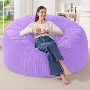 5FT Bean Bag Chair,Giant Bean Bag Chairs for Adults,Big Bean Bags with Memory Foam Filled, Large Beanbag Chairs with Soft Corduroy Cover-Purple 5FT Bean Bag Chair,Giant Bean Bag Chairs for Adults,Big Bean Bags with Memory Foam Filled, Large Beanbag Chairs with Soft Corduroy Cover-Purple
