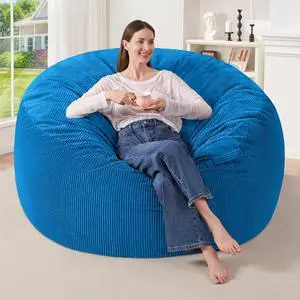 4FT Bean Bag Chair,Giant Bean Bag Chairs for Adults,Big Bean Bags with Memory Foam Filled, Large Beanbag Chairs with Soft Corduroy Cover-Blue 4FT Bean Bag Chair,Giant Bean Bag Chairs for Adults,Big Bean Bags with Memory Foam Filled, Large Beanbag Chairs with Soft Corduroy Cover-Blue