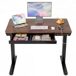 40 X 24 Inch Standing Desk with Drawers, Electric Adjustable Height Desk, Quick Install One-Piece Tabletop with USB Charging Ports, Sit to Stand Up Desk for Home Office, Black Walnut 40 X 24 Inch Standing Desk with Drawers, Electric Adjustable Height Desk, Quick Install One-Piece Tabletop with USB Charging Ports, Sit to Stand Up Desk for Home Office, Black Walnut