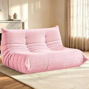 Bean Bag Chairs Fireside Lazy Floor Sofa, Soft Teddy Fleece 2 Seater Sofa with High-Resilience Foam FillingBeanbag for Living Room, Bedroom, Office (Pink Teddy) Bean Bag Chairs Fireside Lazy Floor Sofa, Soft Teddy Fleece 2 Seater Sofa with High-Resilience Foam FillingBeanbag for Living Room, Bedroom, Office (Pink Teddy)