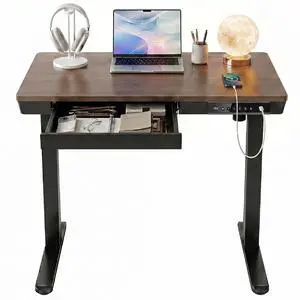 35 X 20 Inch Standing Desk with Drawers, Electric Adjustable Height Desk, Quick Install One-Piece Tabletop with USB Charging Ports, Sit to Stand Up Desk for Home Office, Black Walnut 35 X 20 Inch Standing Desk with Drawers, Electric Adjustable Height Desk, Quick Install One-Piece Tabletop with USB Charging Ports, Sit to Stand Up Desk for Home Office, Black Walnut