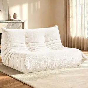 Bean Bag Chairs Fireside Lazy Floor Sofa, Soft Teddy Fleece 2 Seater Sofa with High-Resilience Foam FillingBeanbag for Living Room, Bedroom, Office (Beige Teddy) Bean Bag Chairs Fireside Lazy Floor Sofa, Soft Teddy Fleece 2 Seater Sofa with High-Resilience Foam FillingBeanbag for Living Room, Bedroom, Office (Beige Teddy)