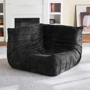 Bean Bag Chair, Memory Foam Bean Bag Chairs for Adults, Fireside Corner Chair Lazy Floor Corner Sofa for Living Room, Bedroom, Dorm, Office (Black) Bean Bag Chair, Memory Foam Bean Bag Chairs for Adults, Fireside Corner Chair Lazy Floor Corner Sofa for Living Room, Bedroom, Dorm, Office (Black)
