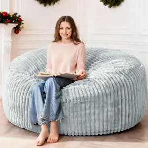 6FT Bean Bag Chair, 6' Large Bean Bag Chairs for Adults with Removable Stripe Plush Cover, Memory Foam Beanbag Chair for Living Room Bedroom DormLight Grey 6FT Bean Bag Chair, 6' Large Bean Bag Chairs for Adults with Removable Stripe Plush Cover, Memory Foam Beanbag Chair for Living Room Bedroom DormLight Grey
