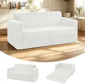 49.8" Loveseat Boneless Couch, 4-in-1 Convertible Sofa Bed, Plush Fur Folding Futon Sofa Bed Couches Without Pillow for Living Room, High-Density Foam Support, No Assembly Required, Beige 49.8" Loveseat Boneless Couch, 4-in-1 Convertible Sofa Bed, Plush Fur Folding Futon Sofa Bed Couches Without Pillow for Living Room, High-Density Foam Support, No Assembly Required, Beige