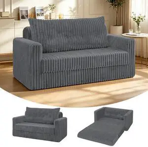 49.8" Loveseat Boneless Couch, 4-in-1 Convertible Sofa Bed, Plush Fur Folding Futon Sofa Bed Couches with a Pillow for Living Room, High-Density Foam Support, No Assembly Required, Grey 49.8" Loveseat Boneless Couch, 4-in-1 Convertible Sofa Bed, Plush Fur Folding Futon Sofa Bed Couches with a Pillow for Living Room, High-Density Foam Support, No Assembly Required, Grey