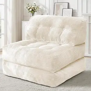 Folding Sofa Bed, Convertible Sleeper Chair Bed with Pillow, Foldable Mattress with Back Support, Portable Single Couch Comfy Floor Sofa Lounge for Living Room, Bedroom, Office (Beige) Folding Sofa Bed, Convertible Sleeper Chair Bed with Pillow, Foldable Mattress with Back Support, Portable Single Couch Comfy Floor Sofa Lounge for Living Room, Bedroom, Office (Beige)