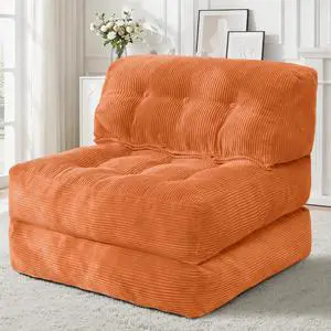 Folding Sofa Bed, Convertible Sleeper Chair Bed with Pillow, Foldable Mattress with Back Support, Portable Single Couch Comfy Floor Sofa Lounge for Living Room, Bedroom, Office (Orange) Folding Sofa Bed, Convertible Sleeper Chair Bed with Pillow, Foldable Mattress with Back Support, Portable Single Couch Comfy Floor Sofa Lounge for Living Room, Bedroom, Office (Orange)