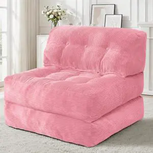 Folding Sofa Bed, Convertible Sleeper Chair Bed with Pillow, Foldable Mattress with Back Support, Portable Single Couch Comfy Floor Sofa Lounge for Living Room, Bedroom, Office (Pink) Folding Sofa Bed, Convertible Sleeper Chair Bed with Pillow, Foldable Mattress with Back Support, Portable Single Couch Comfy Floor Sofa Lounge for Living Room, Bedroom, Office (Pink)