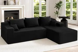 105" Modular Sectional Couches for Living Room, Boneless Couch with L-Shape Chaise,Comfy Sofa Living Room Sofas with Deep Seat,No Assembly, Corduroy Fabric(Black,Right) 105" Modular Sectional Couches for Living Room, Boneless Couch with L-Shape Chaise,Comfy Sofa Living Room Sofas with Deep Seat,No Assembly, Corduroy Fabric(Black,Right)
