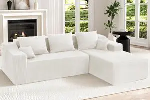 105" Modular Sectional Couches for Living Room, Boneless Couch with L-Shape Chaise,Comfy Sofa Living Room Sofas with Deep Seat,No Assembly, Corduroy Fabric(Beige,Right) 105" Modular Sectional Couches for Living Room, Boneless Couch with L-Shape Chaise,Comfy Sofa Living Room Sofas with Deep Seat,No Assembly, Corduroy Fabric(Beige,Right)