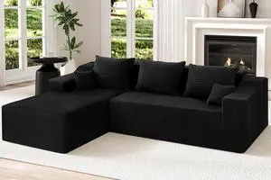 105" Modular Sectional Couches for Living Room, Boneless Couch with L-Shape Chaise,Comfy Sofa Living Room Sofas with Deep Seat,No Assembly, Corduroy Fabric(Black,Left) 105" Modular Sectional Couches for Living Room, Boneless Couch with L-Shape Chaise,Comfy Sofa Living Room Sofas with Deep Seat,No Assembly, Corduroy Fabric(Black,Left)
