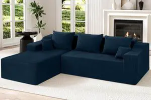 105" Modular Sectional Couches for Living Room, Boneless Couch with L-Shape Chaise,Comfy Sofa Living Room Sofas with Deep Seat,No Assembly, Corduroy Fabric(Blue,Left) 105" Modular Sectional Couches for Living Room, Boneless Couch with L-Shape Chaise,Comfy Sofa Living Room Sofas with Deep Seat,No Assembly, Corduroy Fabric(Blue,Left)