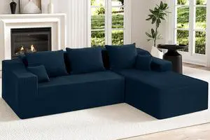 105" Modular Sectional Couches for Living Room, Boneless Couch with L-Shape Chaise,Comfy Sofa Living Room Sofas with Deep Seat,No Assembly, Corduroy Fabric(Blue,Right) 105" Modular Sectional Couches for Living Room, Boneless Couch with L-Shape Chaise,Comfy Sofa Living Room Sofas with Deep Seat,No Assembly, Corduroy Fabric(Blue,Right)
