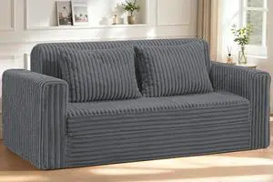 78" Loveseat Boneless Couch, 4-in-1 Convertible Sofa Bed, Plush Fur Folding Futon Sofa Bed Couches with 2 Pillows for Living Room, High-Density Foam Support, No Assembly Required, Grey 78" Loveseat Boneless Couch, 4-in-1 Convertible Sofa Bed, Plush Fur Folding Futon Sofa Bed Couches with 2 Pillows for Living Room, High-Density Foam Support, No Assembly Required, Grey