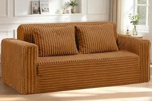 78" Loveseat Boneless Couch, 4-in-1 Convertible Sofa Bed, Plush Fur Folding Futon Sofa Bed Couches with 2 Pillows for Living Room, High-Density Foam Support, No Assembly Required, Orange 78" Loveseat Boneless Couch, 4-in-1 Convertible Sofa Bed, Plush Fur Folding Futon Sofa Bed Couches with 2 Pillows for Living Room, High-Density Foam Support, No Assembly Required, Orange