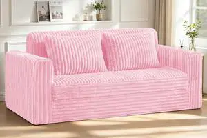68" Loveseat Boneless Couch, 4-in-1 Convertible Sofa Bed, Plush Fur Folding Futon Sofa Bed Couches with 2 Pillows for Living Room, High-Density Foam Support, No Assembly Required, Pink 68" Loveseat Boneless Couch, 4-in-1 Convertible Sofa Bed, Plush Fur Folding Futon Sofa Bed Couches with 2 Pillows for Living Room, High-Density Foam Support, No Assembly Required, Pink