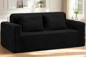 78" Loveseat Boneless Couch, 4-in-1 Convertible Sofa Bed, Plush Fur Folding Futon Sofa Bed Couches with 2 Pillows for Living Room, High-Density Foam Support, No Assembly Required, Black 78" Loveseat Boneless Couch, 4-in-1 Convertible Sofa Bed, Plush Fur Folding Futon Sofa Bed Couches with 2 Pillows for Living Room, High-Density Foam Support, No Assembly Required, Black