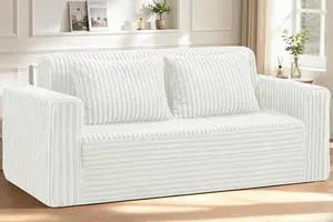 78" Loveseat Boneless Couch, 4-in-1 Convertible Sofa Bed, Plush Fur Folding Futon Sofa Bed Couches with 2 Pillows for Living Room, High-Density Foam Support, No Assembly Required, Beige 78" Loveseat Boneless Couch, 4-in-1 Convertible Sofa Bed, Plush Fur Folding Futon Sofa Bed Couches with 2 Pillows for Living Room, High-Density Foam Support, No Assembly Required, Beige