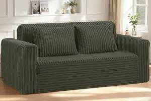 78" Loveseat Boneless Couch, 4-in-1 Convertible Sofa Bed, Plush Fur Folding Futon Sofa Bed Couches with 2 Pillows for Living Room, High-Density Foam Support, No Assembly Required, Green 78" Loveseat Boneless Couch, 4-in-1 Convertible Sofa Bed, Plush Fur Folding Futon Sofa Bed Couches with 2 Pillows for Living Room, High-Density Foam Support, No Assembly Required, Green