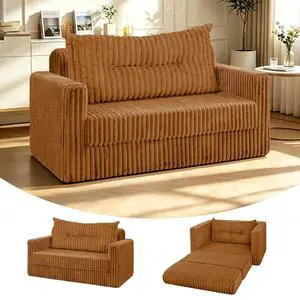 41.3" Loveseat Boneless Couch, 4-in-1 Convertible Sofa Bed, Plush Fur Folding Futon Sofa Bed Couches with a Pillow for Living Room, High-Density Foam Support, No Assembly Required, Orange 41.3" Loveseat Boneless Couch, 4-in-1 Convertible Sofa Bed, Plush Fur Folding Futon Sofa Bed Couches with a Pillow for Living Room, High-Density Foam Support, No Assembly Required, Orange
