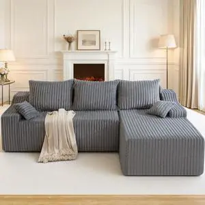 94" L-Shape Modular Sectional Sofa Couch for Living Room, No Assembly Required, Boneless Couch with Deep Seat for Living Room Bedroom, No Assembly Required (Grey,Right) 94" L-Shape Modular Sectional Sofa Couch for Living Room, No Assembly Required, Boneless Couch with Deep Seat for Living Room Bedroom, No Assembly Required (Grey,Right)