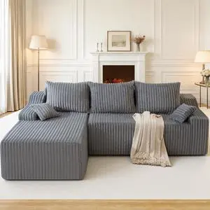 94" L-Shape Modular Sectional Sofa Couch for Living Room, No Assembly Required, Boneless Couch with Deep Seat for Living Room Bedroom, No Assembly Required (Grey,Left) 94" L-Shape Modular Sectional Sofa Couch for Living Room, No Assembly Required, Boneless Couch with Deep Seat for Living Room Bedroom, No Assembly Required (Grey,Left)