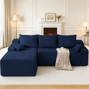 94" L-Shape Modular Sectional Sofa Couch for Living Room, No Assembly Required, Boneless Couch with Deep Seat for Living Room Bedroom, No Assembly Required (Bule,Left) 94" L-Shape Modular Sectional Sofa Couch for Living Room, No Assembly Required, Boneless Couch with Deep Seat for Living Room Bedroom, No Assembly Required (Bule,Left)