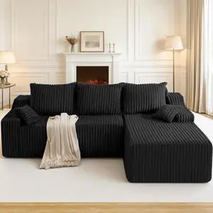 94" L-Shape Modular Sectional Sofa Couch for Living Room, No Assembly Required, Boneless Couch with Deep Seat for Living Room Bedroom, No Assembly Required (Black,Right) 94" L-Shape Modular Sectional Sofa Couch for Living Room, No Assembly Required, Boneless Couch with Deep Seat for Living Room Bedroom, No Assembly Required (Black,Right)