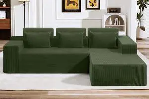 Sectional Couches for Living Room,No Assembly L Shaped Couch 105" Modular Sectional Sofa Couch with Deep Seat,Cloud Couches Furniture Sets for Apartment,Corduroy (Green, Right Facing) Sectional Couches for Living Room,No Assembly L Shaped Couch 105" Modular Sectional Sofa Couch with Deep Seat,Cloud Couches Furniture Sets for Apartment,Corduroy (Green, Right Facing)