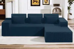 Sectional Couches for Living Room,No Assembly L Shaped Couch 105" Modular Sectional Sofa Couch with Deep Seat,Cloud Couches Furniture Sets for Apartment,Corduroy (Blue, Right Facing) Sectional Couches for Living Room,No Assembly L Shaped Couch 105" Modular Sectional Sofa Couch with Deep Seat,Cloud Couches Furniture Sets for Apartment,Corduroy (Blue, Right Facing)