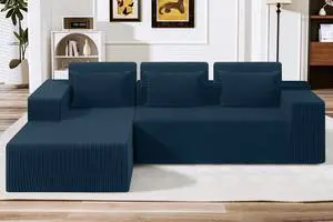 Sectional Couches for Living Room,No Assembly L Shaped Couch 105" Modular Sectional Sofa Couch with Deep Seat,Cloud Couches Furniture Sets for Apartment,Corduroy (Blue, Left Facing) Sectional Couches for Living Room,No Assembly L Shaped Couch 105" Modular Sectional Sofa Couch with Deep Seat,Cloud Couches Furniture Sets for Apartment,Corduroy (Blue, Left Facing)