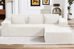 Sectional Couches for Living Room,No Assembly L Shaped Couch 105" Modular Sectional Sofa Couch with Deep Seat,Cloud Couches Furniture Sets for Apartment,Corduroy (Beige, Right Facing) Sectional Couches for Living Room,No Assembly L Shaped Couch 105" Modular Sectional Sofa Couch with Deep Seat,Cloud Couches Furniture Sets for Apartment,Corduroy (Beige, Right Facing)