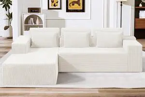 Sectional Couches for Living Room,No Assembly L Shaped Couch 105" Modular Sectional Sofa Couch with Deep Seat,Cloud Couches Furniture Sets for Apartment,Corduroy (Beige, Left Facing) Sectional Couches for Living Room,No Assembly L Shaped Couch 105" Modular Sectional Sofa Couch with Deep Seat,Cloud Couches Furniture Sets for Apartment,Corduroy (Beige, Left Facing)