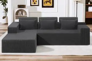 Sectional Couches for Living Room,No Assembly L Shaped Couch 105" Modular Sectional Sofa Couch with Deep Seat,Cloud Couches Furniture Sets for Apartment,Corduroy (Dark Grey, Left Facing) Sectional Couches for Living Room,No Assembly L Shaped Couch 105" Modular Sectional Sofa Couch with Deep Seat,Cloud Couches Furniture Sets for Apartment,Corduroy (Dark Grey, Left Facing)