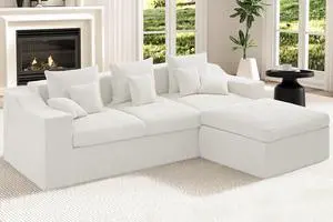 101" Modular Couch Sectionals with Ottoman, Big Comfy Cloud Couches, L Shaped 4 Seat Modular Sectional Sofa, Sectional Double Cushion Couches with Deep Seat for Living Room,No Assembly Required(Beige) 101" Modular Couch Sectionals with Ottoman, Big Comfy Cloud Couches, L Shaped 4 Seat Modular Sectional Sofa, Sectional Double Cushion Couches with Deep Seat for Living Room,No Assembly Required(Beige)