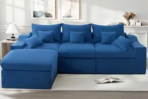 104" L Shaped Cloud Sectional Couch, Boneless Modular Sectional Sofa with Deep Seat, Corduroy Couches for Living Room, Modular Couch, No Assembly Required (Blue) 104" L Shaped Cloud Sectional Couch, Boneless Modular Sectional Sofa with Deep Seat, Corduroy Couches for Living Room, Modular Couch, No Assembly Required (Blue)