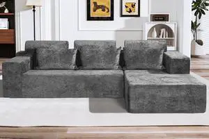 105" L-Shape Modular Sectional Sofa Couch for Living Room,No Assembly Required,Modular Comfy Sofa with Deep Seat for Living Room Bedroom,Luxury Distressed Velvet(Right,Grey) 105" L-Shape Modular Sectional Sofa Couch for Living Room,No Assembly Required,Modular Comfy Sofa with Deep Seat for Living Room Bedroom,Luxury Distressed Velvet(Right,Grey)