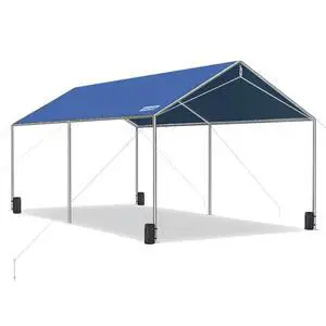 10x20 ft Heavy Duty Car Canopy Galvanized Frame Carport Outdoor Party Tent Boat Shelter with 3 Reinforced Steel Cables - Blue 10x20 ft Heavy Duty Car Canopy Galvanized Frame Carport Outdoor Party Tent Boat Shelter with 3 Reinforced Steel Cables - Blue