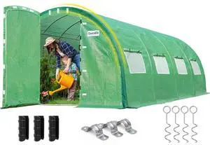 20x10x6.6 FT Premium Greenhouse for Outdoors with 2 Door Frames | Reinforced Top Structure & Cover, Large Heavy Duty Walk-in Tunnel Hoop Green House for Garden Backyard Flower Winter, Green 20x10x6.6 FT Premium Greenhouse for Outdoors with 2 Door Frames | Reinforced Top Structure & Cover, Large Heavy Duty Walk-in Tunnel Hoop Green House for Garden Backyard Flower Winter, Green