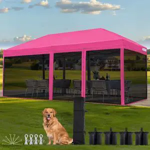 10'x20' Pop up Screened Canopy Tent with Mosquito Netting | Portable Easy up Outdoor Screen House Shelter for Patio, Camping and Picnic, Includes Wheeled Carry Bag 10'x20' Pop up Screened Canopy Tent with Mosquito Netting | Portable Easy up Outdoor Screen House Shelter for Patio, Camping and Picnic, Includes Wheeled Carry Bag