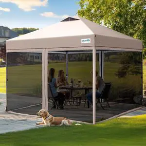 10'x10' Pop up Screened Canopy Tent with Mosquito Netting | Portable Easy up Outdoor Screen House Shelter for Patio, Camping and Picnic, Includes Wheeled Carry Bag 10'x10' Pop up Screened Canopy Tent with Mosquito Netting | Portable Easy up Outdoor Screen House Shelter for Patio, Camping and Picnic, Includes Wheeled Carry Bag