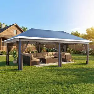 10x20FT Pop Up Gazebo Canopy Tent with Netting | One-Person Instant Setup, Portable Canopy Shelter with Screen and Extra Shade for Backyard, Patio & Party 10x20FT Pop Up Gazebo Canopy Tent with Netting | One-Person Instant Setup, Portable Canopy Shelter with Screen and Extra Shade for Backyard, Patio & Party