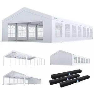 20x50 Heavy Duty Party Tent Outdoor Canopy with Storage Bags | Upgraded Top Reinforcement, Steel Cable Guy Lines, 1.5" Galvanized Frame, 160g PE Canopy, Removable Sidewalls & Zipper Doors 20x50 Heavy Duty Party Tent Outdoor Canopy with Storage Bags | Upgraded Top Reinforcement, Steel Cable Guy Lines, 1.5" Galvanized Frame, 160g PE Canopy, Removable Sidewalls & Zipper Doors