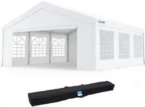 20x20ft Heavy Duty Party Tent Outdoor Canopy with Church Windows | Side-Opening Screen Sidewalls, 1.5" Galvanized Steel Frame,160G PE Waterproof Canopy for Weddings, Parties & Events 20x20ft Heavy Duty Party Tent Outdoor Canopy with Church Windows | Side-Opening Screen Sidewalls, 1.5" Galvanized Steel Frame,160G PE Waterproof Canopy for Weddings, Parties & Events