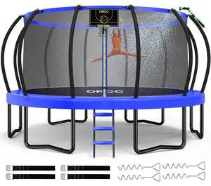 ORCC 1300LBS Weight Capacity Trampoline 16 15 12FT with Basketball Hoop Water Sprinkler Spiral Ground Stakes Outdoor Yard Trampolines for Kids Adults ORCC 1300LBS Weight Capacity Trampoline 16 15 12FT with Basketball Hoop Water Sprinkler Spiral Ground Stakes Outdoor Yard Trampolines for Kids Adults